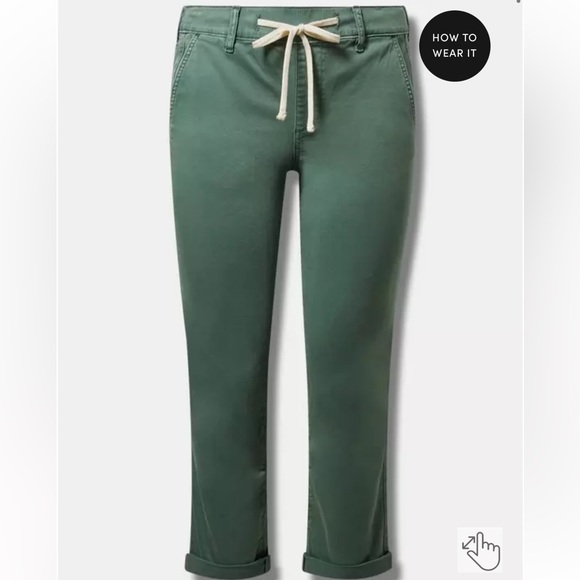 sz 2 TORRID Pull-On Weekend Straight Stretch Twill Pant NEW Dark Forest green - Picture 4 of 8